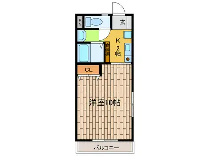 奥田ビル(1K/2階)の間取り写真