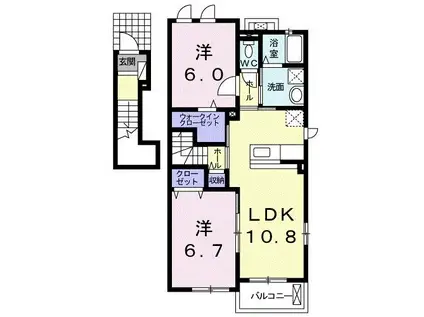 ルミエール(2LDK/2階)の間取り写真