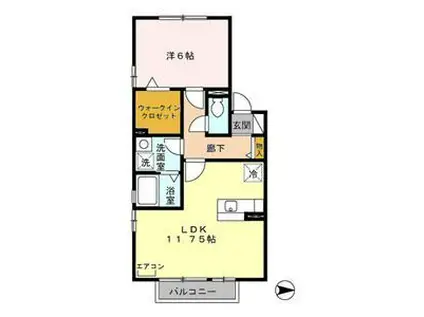 プレジール伏見(1LDK/2階)の間取り写真