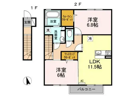 カーサ・HARU A(2LDK/2階)の間取り写真
