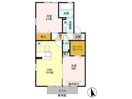 メゾンベール末広 II(2LDK/1階)の間取り写真