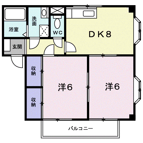 ヴィラマリン A(2DK/2階)の間取り写真