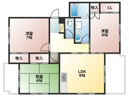 カームハイツ2(3LDK/2階)の間取り写真