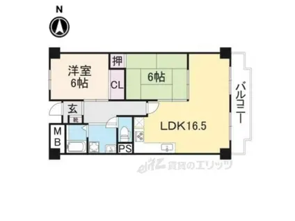 リアライズ八木(2LDK/6階)の間取り写真