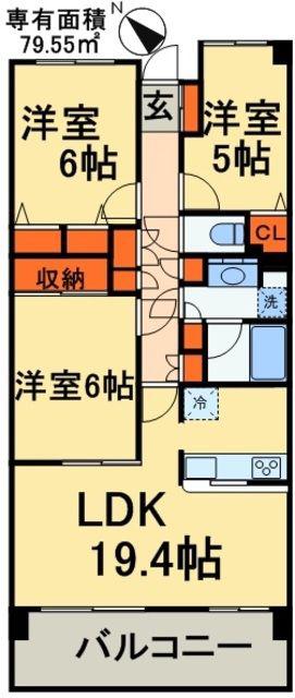 リーベスト西千葉(3LDK/7階)の間取り写真