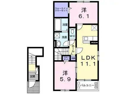 スペランツァI(2LDK/2階)の間取り写真
