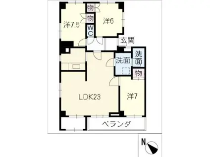 杁中ハイツ(3LDK/3階)の間取り写真