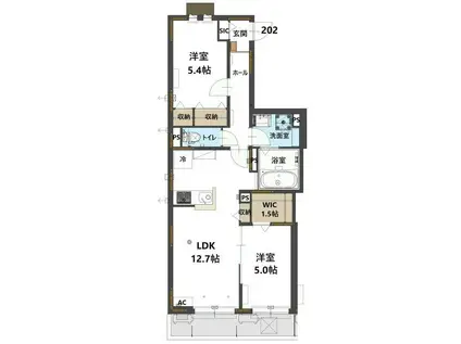 ラ メゾン パルフェ(2LDK/2階)の間取り写真