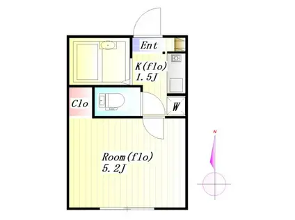 ジェイエス大山(1K/2階)の間取り写真