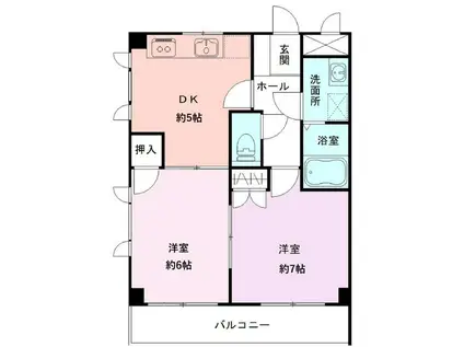 グランエグゼ(2DK/2階)の間取り写真