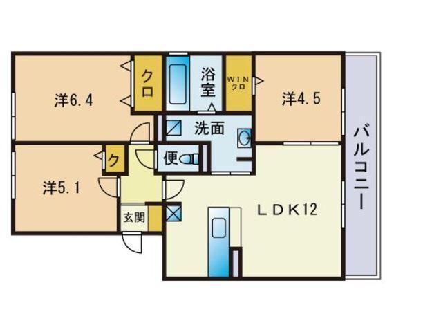 OTTS南片江A棟(3LDK/2階)の間取り写真