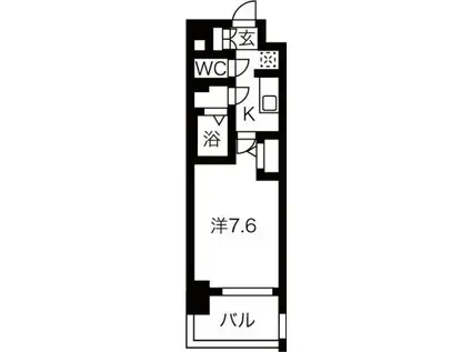 メイクスデザイン上前津(1K/14階)の間取り写真
