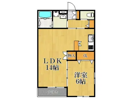 アベニュー大島(1LDK/1階)の間取り写真