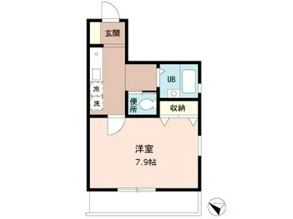 B・キャッスル(1K/1階)の間取り写真