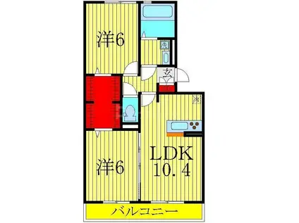 コンフォルト(2LDK/3階)の間取り写真