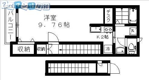 シャルマン異人池(ワンルーム/2階)の間取り写真