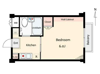COURT GRANDIA永夢(1K/2階)の間取り写真
