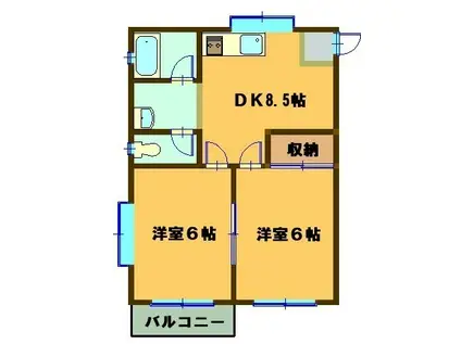 アメニティーハイツ宮前(2DK/2階)の間取り写真