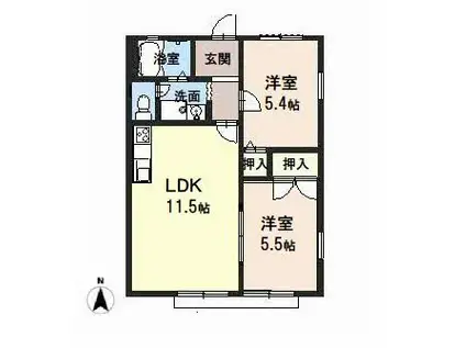 フレグランスガーデン(2LDK/1階)の間取り写真