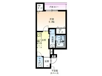 フジパレス杉本町駅北(1K/1階)の間取り写真
