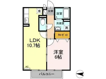 ロイヤルシティ富の原(1LDK/2階)の間取り写真