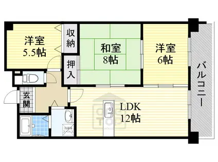 パラッツォデラルナ(3LDK/5階)の間取り写真
