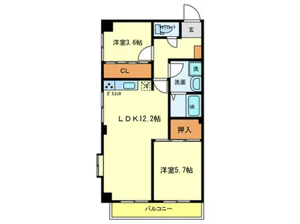 ラティエール桂(2LDK/1階)の間取り写真