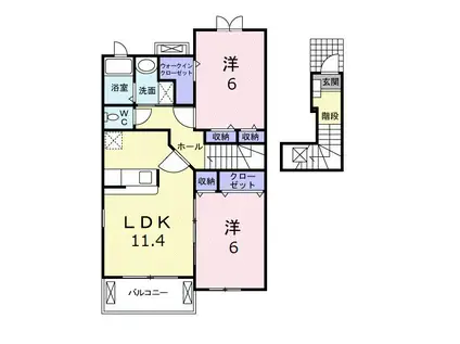 アドベントヒルズC棟(2LDK/2階)の間取り写真