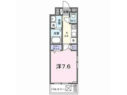 ルポ舞子弐番館(1K/2階)の間取り写真