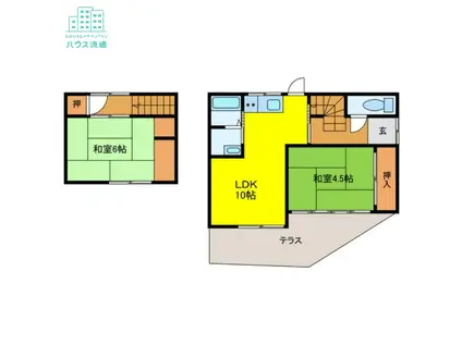 久留里郷アパート(2LDK/2階)の間取り写真