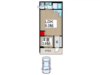 ピノテラス坂戸(1LDK/1階)の間取り写真