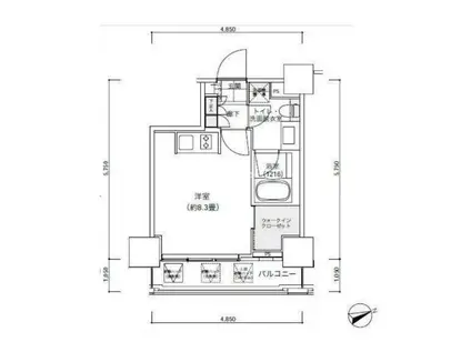 パークキューブ愛宕山タワー(ワンルーム/11階)の間取り写真