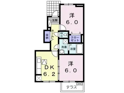 メゾンド・ファミーユII(2DK/1階)の間取り写真