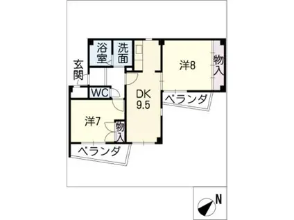 COZY HEIGHTS春日井(2DK/1階)の間取り写真