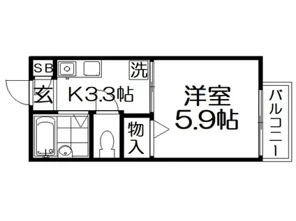 寝屋川菊池ハイツ(1K/2階)の間取り写真