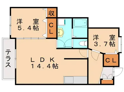 グランドステージII(2LDK/1階)の間取り写真