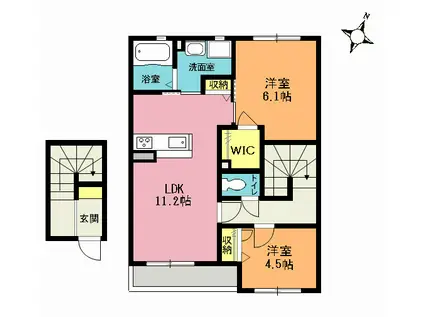 SHMリラフォートB(2LDK/2階)の間取り写真