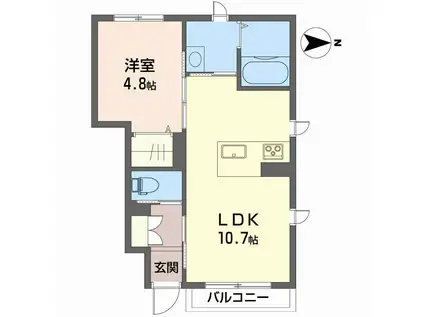 フェリシード ピュ(1LDK/1階)の間取り写真