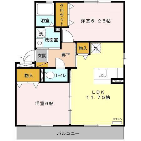ＪＲ常磐線 赤塚駅 徒歩92分 3階建 築19年(2LDK/2階)の間取り写真