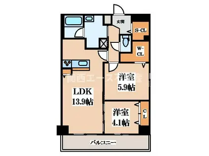 アネックス大野(2LDK/2階)の間取り写真