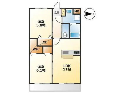 モリハイツ(1K/1階)の間取り写真