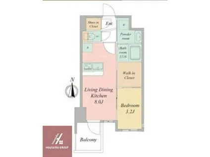 セレニテ東梅田アリエ(1LDK/13階)の間取り写真