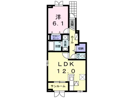 ルミエール B(1LDK/1階)の間取り写真