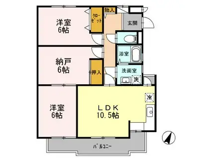 スカイ・ブリッジ(2SLDK/1階)の間取り写真