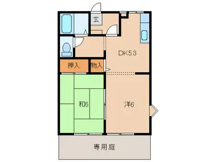 グリーンフル堂西II(2DK/1階)の間取り写真