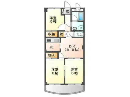 プルメリアイズシ(3DK/1階)の間取り写真