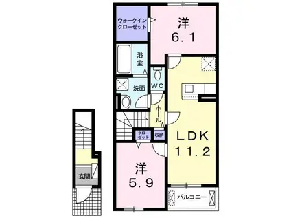 ベイカーストリート(2LDK/2階)の間取り写真
