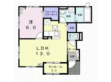 ソラリス(1LDK/1階)の間取り写真