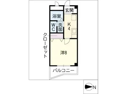 ラビットストリートII(1K/2階)の間取り写真
