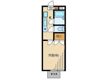 栄光ハイツ(1K/2階)の間取り写真